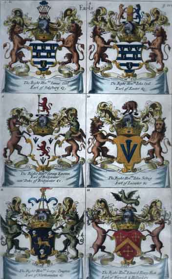 Plate 104: Earls:7. James Cecil, Earl of Salisbury  8. John Cecil, Earl of Exeter  9. Scroop Egerton, Earl of Bridgwater  10. John Sidney, Earl of Leicster 11. Geroge Compton, Earl of Northhampton  12. Edward Henry Rich, Earl of Warwick & Holland