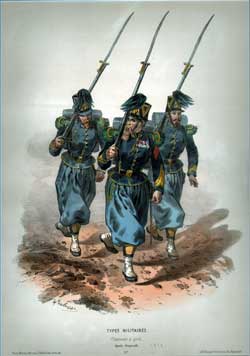 Types Militaires.  12. Chasseurs a pied.  Garde Imperiale. 