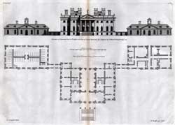 Elevation of Duncomb Park in Yorkshire, the Seat of Thomas Duncomb... Designed by William Wakefield... 1713.  Vol. 3, pl. 85 - 86.