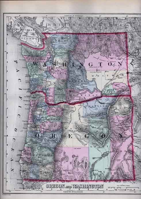 Map of Washington and Oregon (Territories)